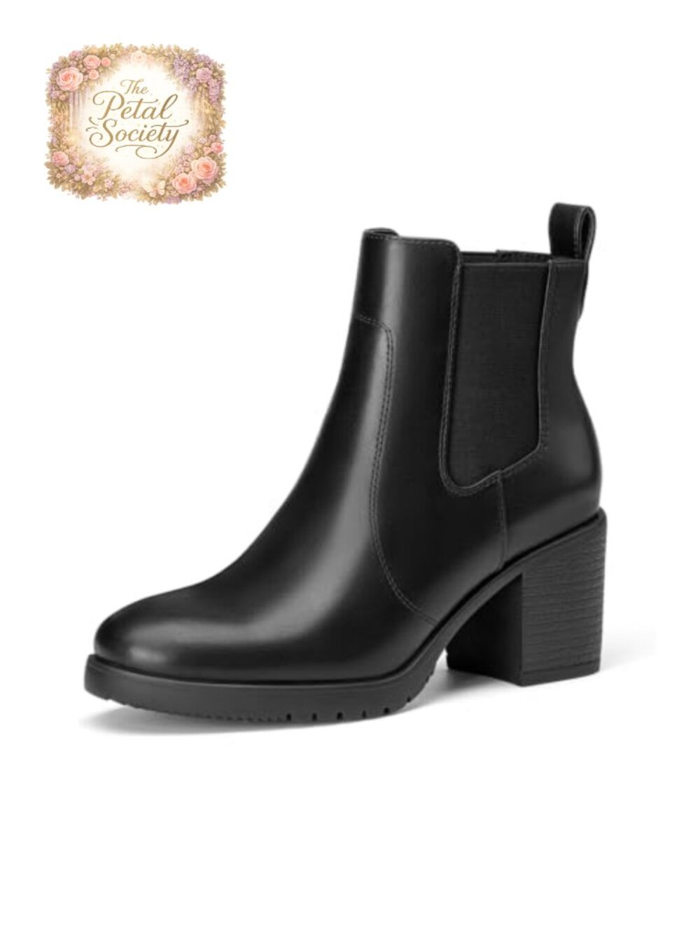 Faux Leather Suede Chelsea Ankle Boots Slip On Block Heel